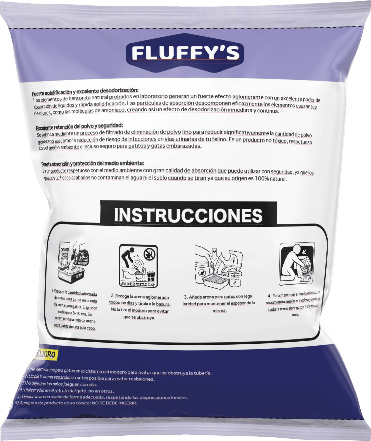 Fluffy's Arena Premium para Gatos de 20kg - Fragancia Lavanda, Natural y Biodegradable